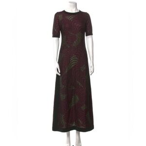 MISSONI Wool Metallic Short Sleeve Maxi Dress Evening Gown